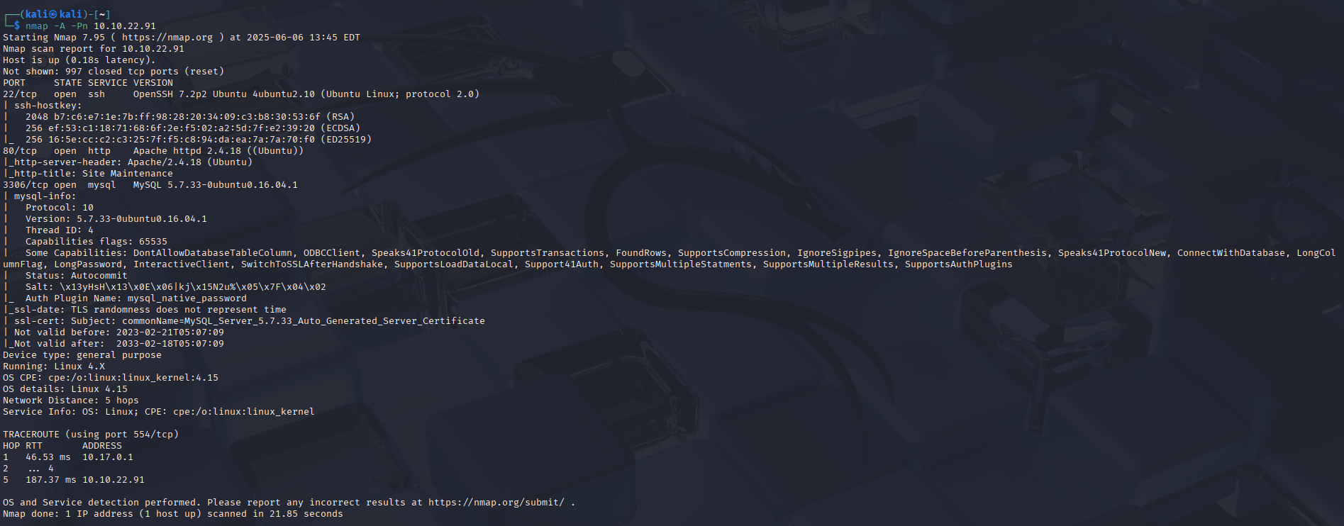 Nmap scan results on RT-Pen101